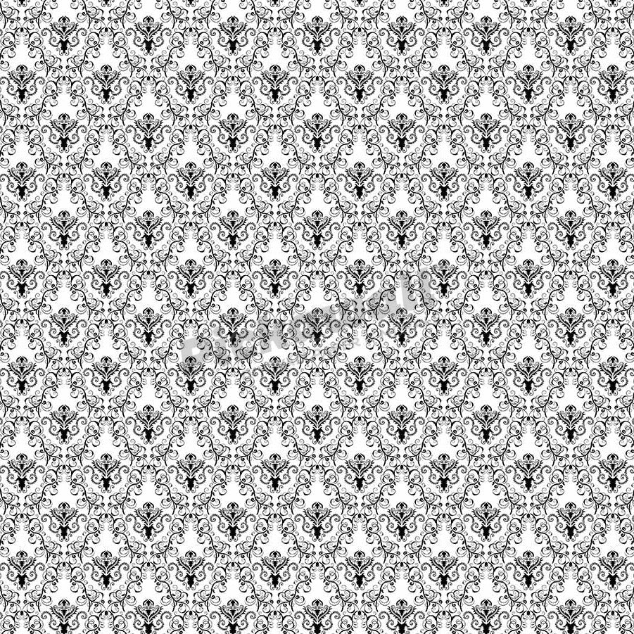 Damask Pattern - White and Black - Pickawall