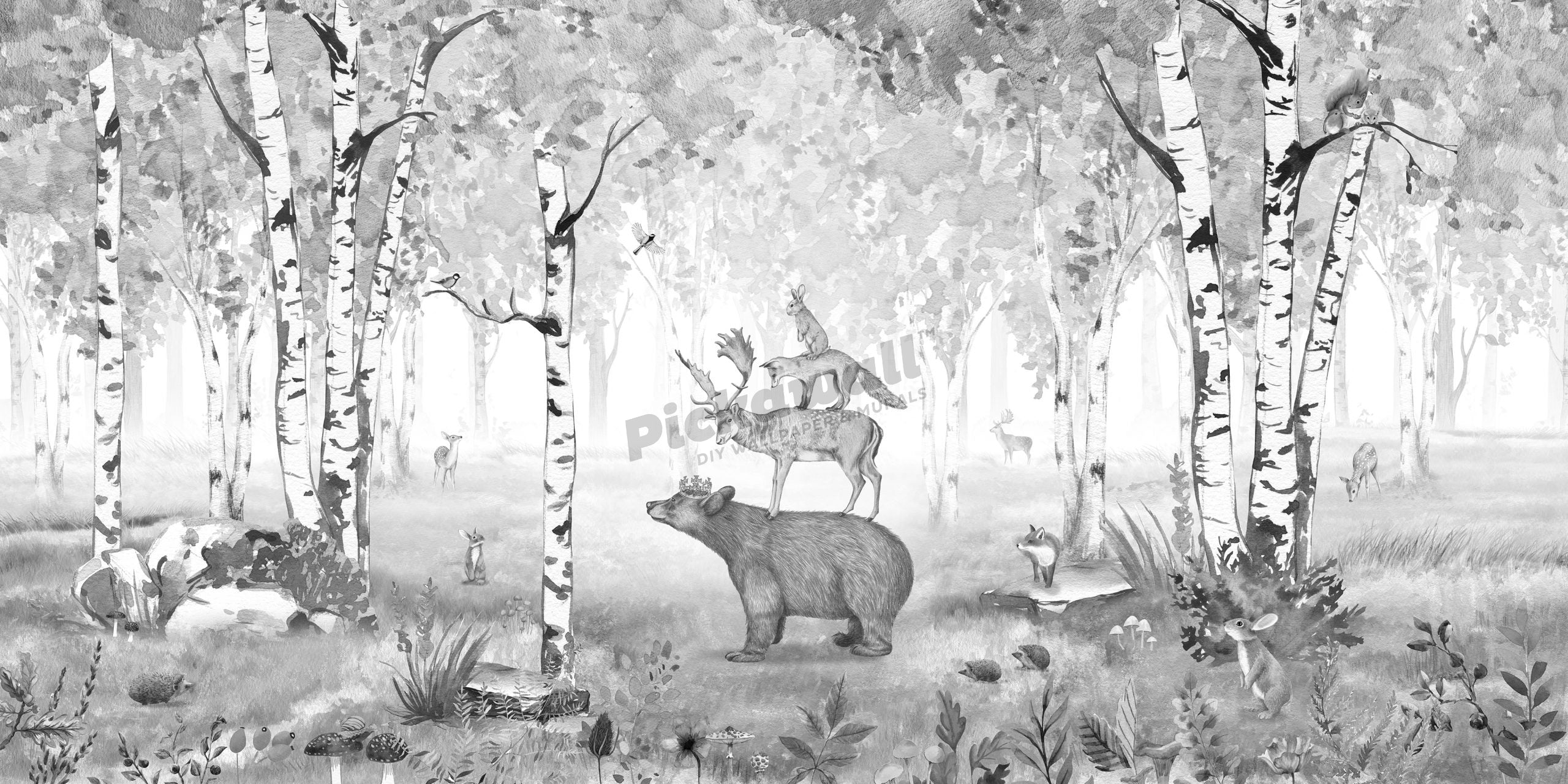 Bear King Black and White by Kikki Belle