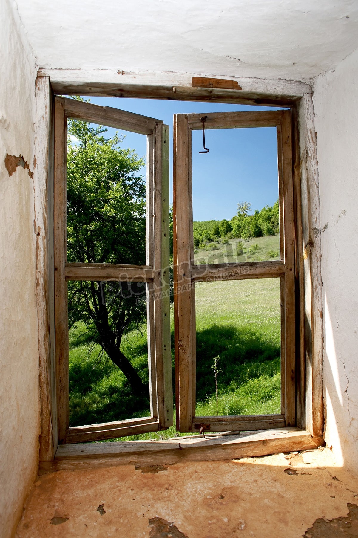 Old window landscape view