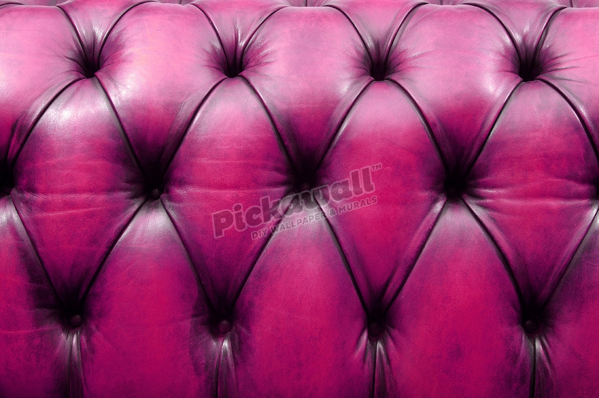 Leather tufted furniture, close-up, pink