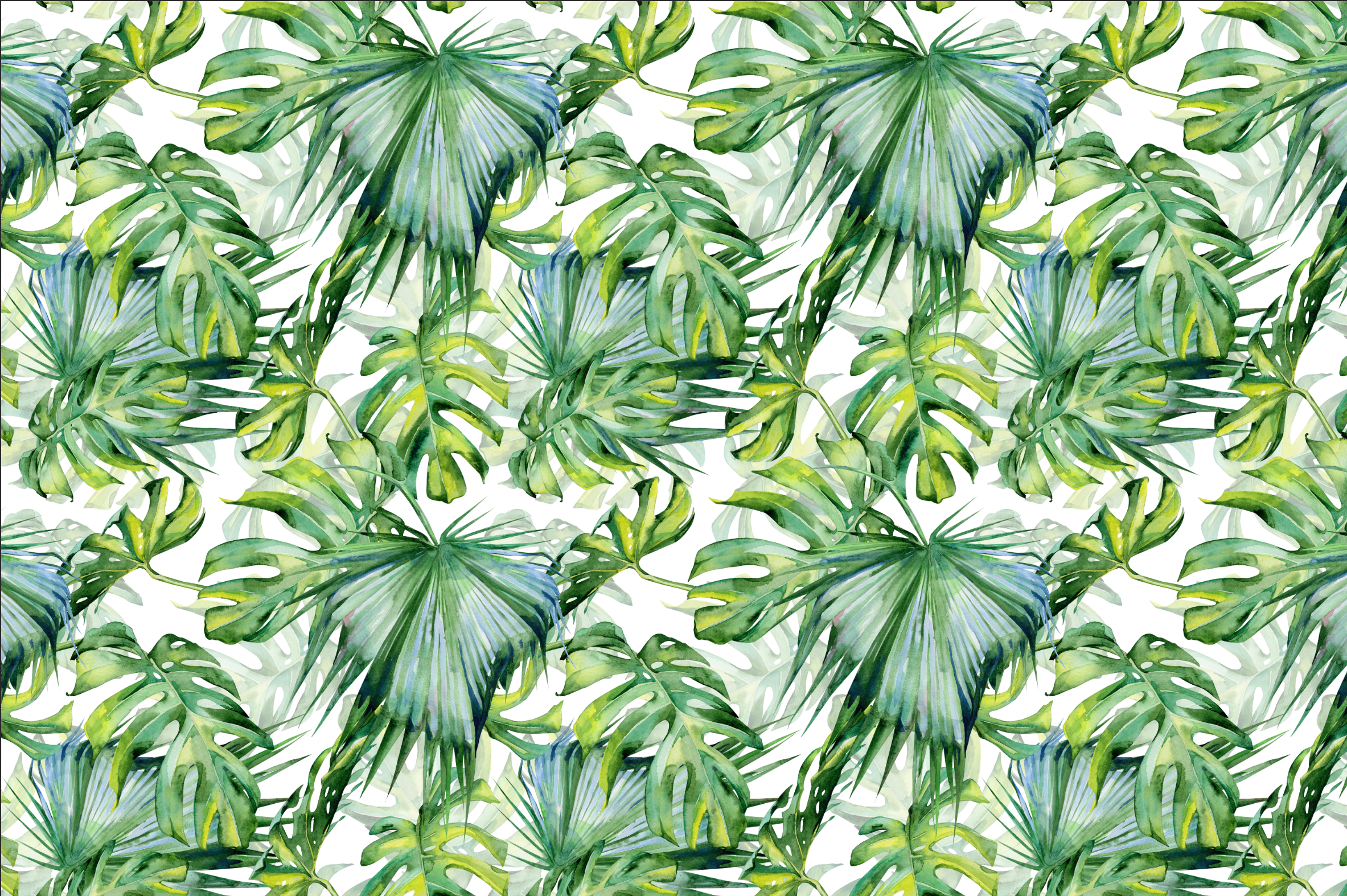 watercolour illustration of tropical leaves