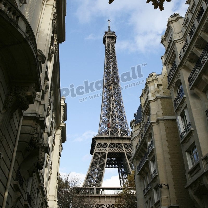 Eiffel Tower between residential buildings, Paris - Pickawall