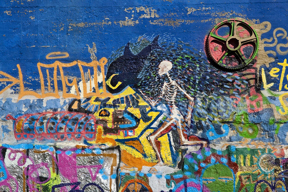 Graffiti on city wall.