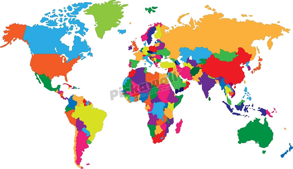 World Map Colour - Bright Block colour