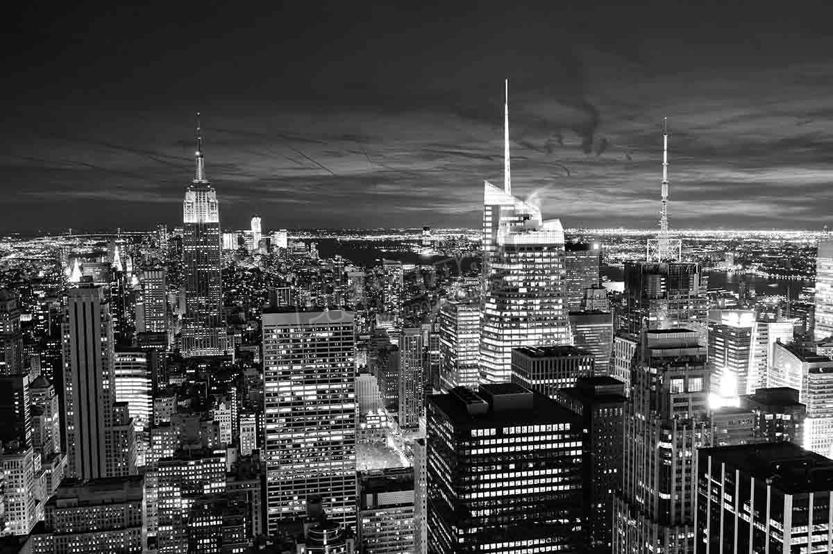 New York City Skyline Aerial View at Night