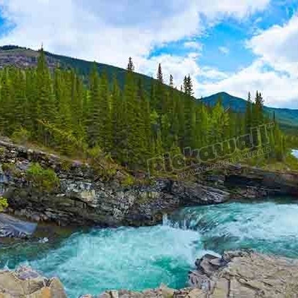 Falls rushing through rocky landscape - Pickawall