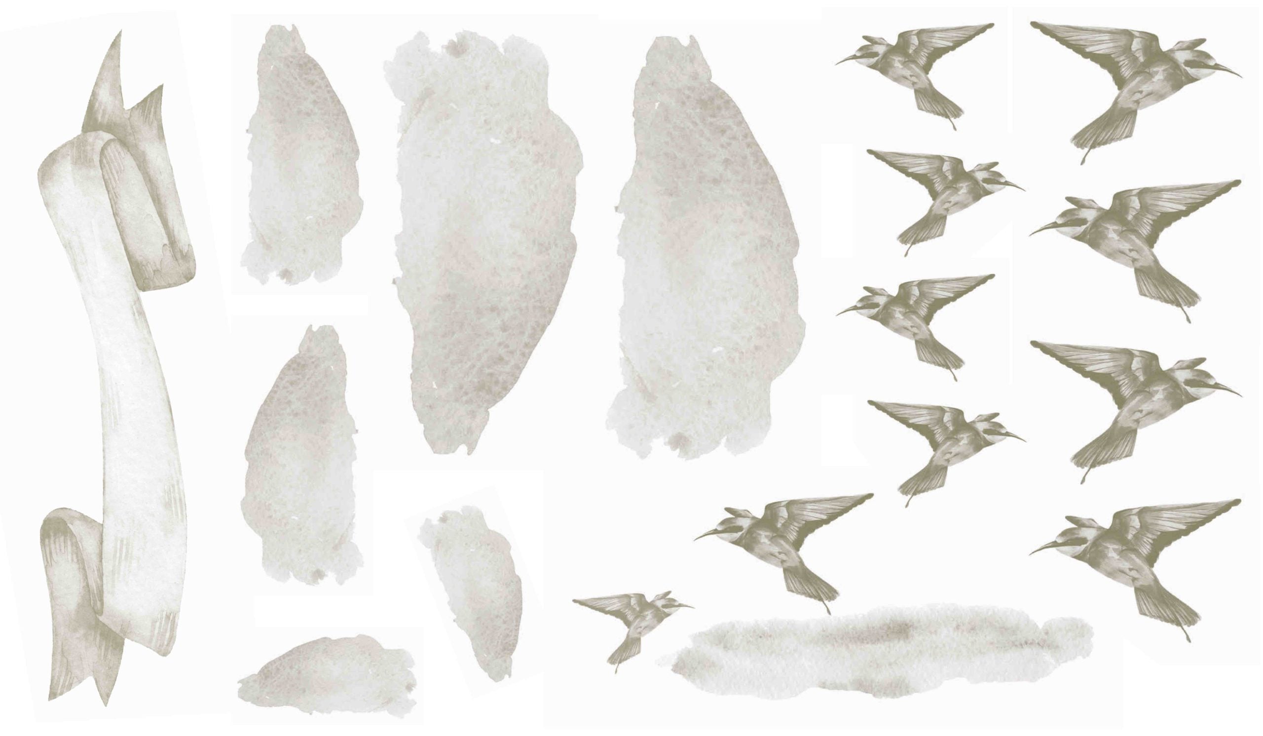 Safari Decals by Katie Sargent - Clouds and Birds with custom name banner decals image