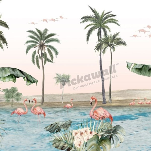 Flamingo Oasis by Kikki Belle - Pickawall