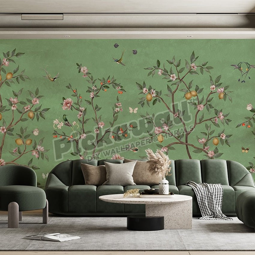 Lemon Tree Chinoiserie - Green by Sir Edward - Pickawall