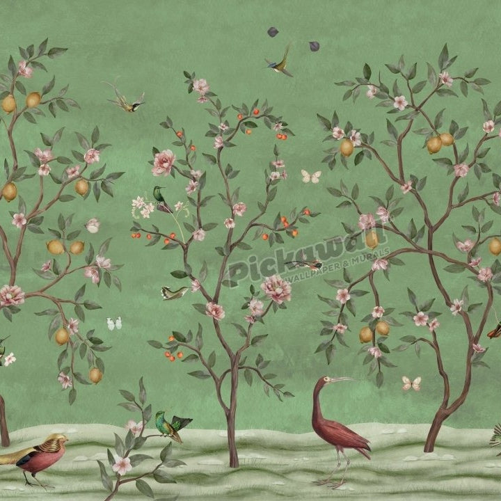 Lemon Tree Chinoiserie - Green by Sir Edward - Pickawall