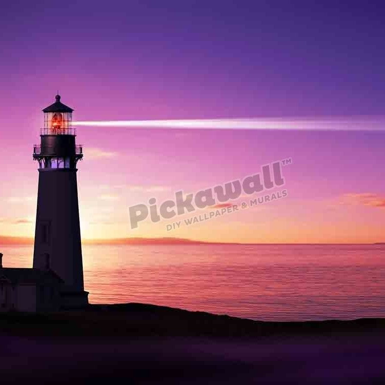 Lighthouse searchlight beam through marine air at night - Pickawall