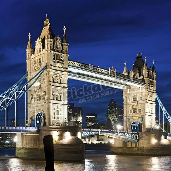 London Tower Bridge illuminated night River Thames UK - Pickawall