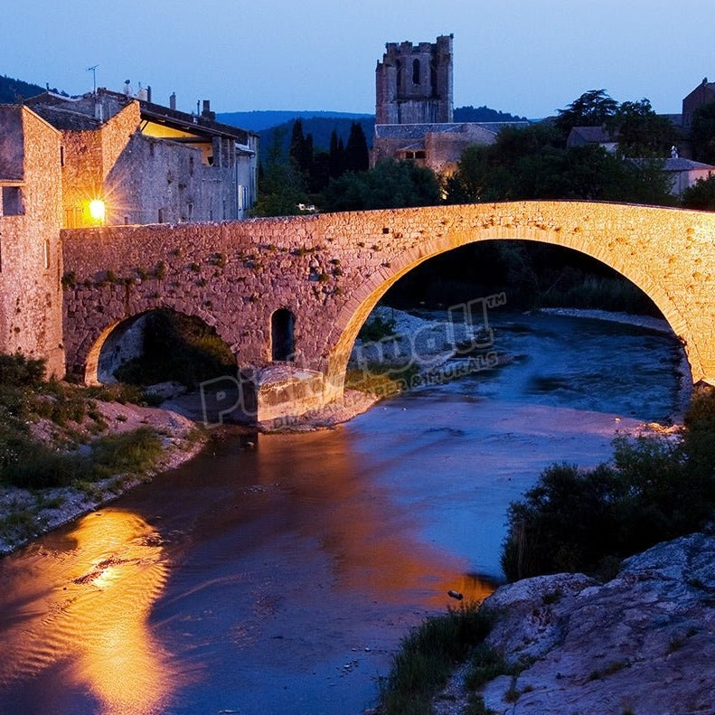 Medieval village of Lagrasse at dusk. - Pickawall