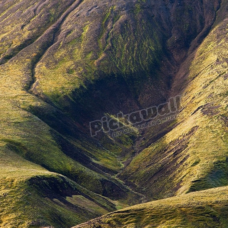Moss covered mountains, Landmannalaugar, Southern Highlands, Iceland - Pickawall