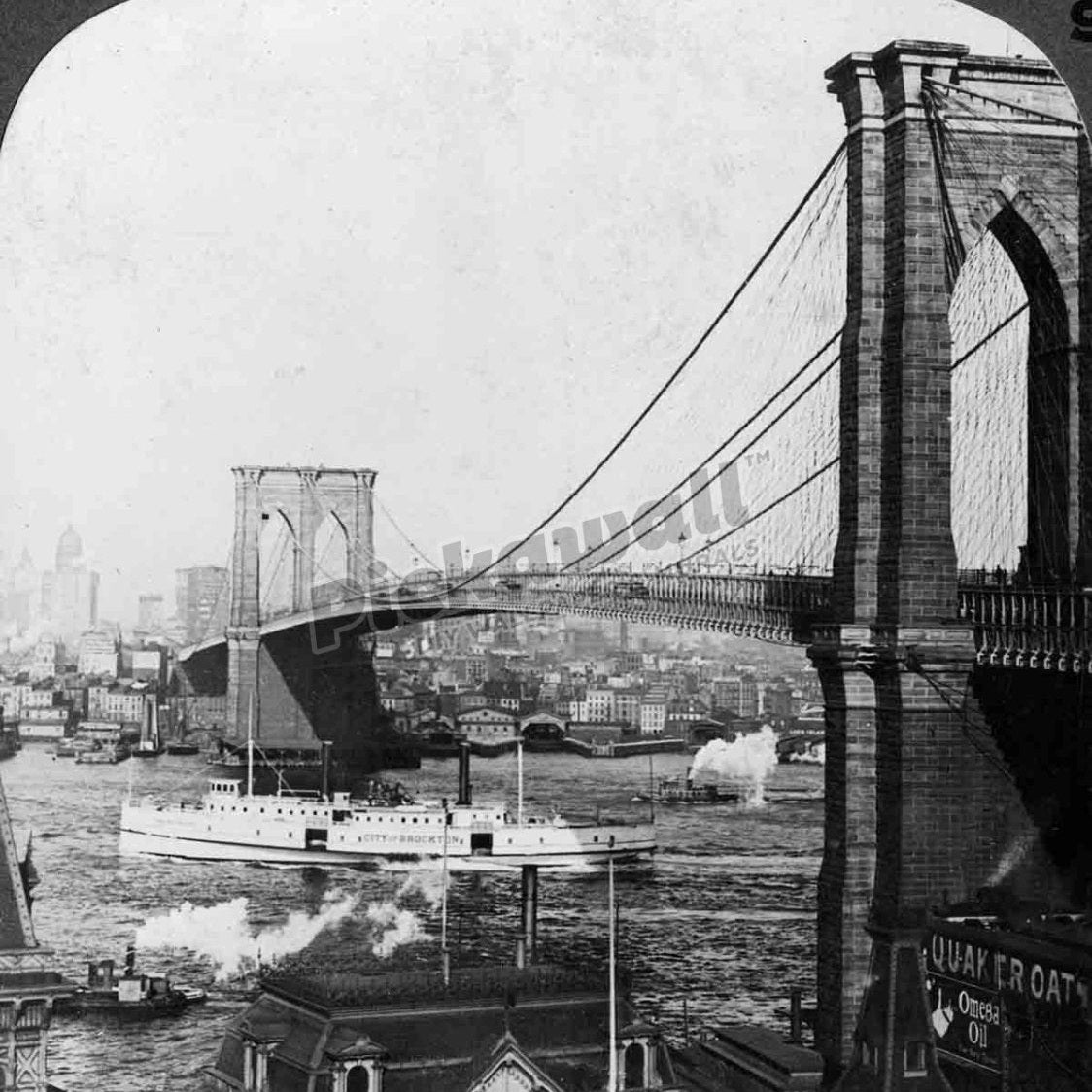 New Yorks Brooklyn Bridge, USA, early 20th century - Pickawall