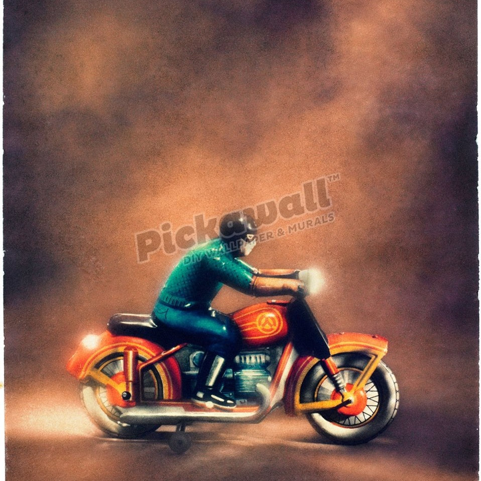 old tin toy motorcycle with rider - Pickawall