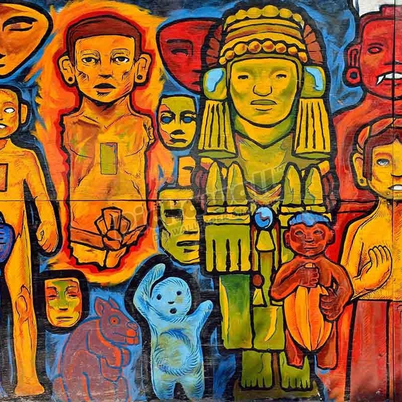 People and masks, graffiti - Pickawall