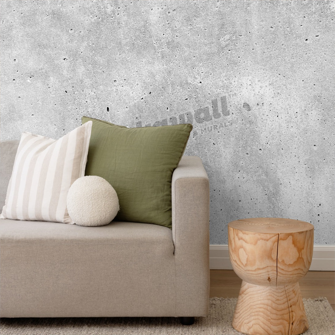 Grey Concrete Wall wallpaper in a living room - Pickawall