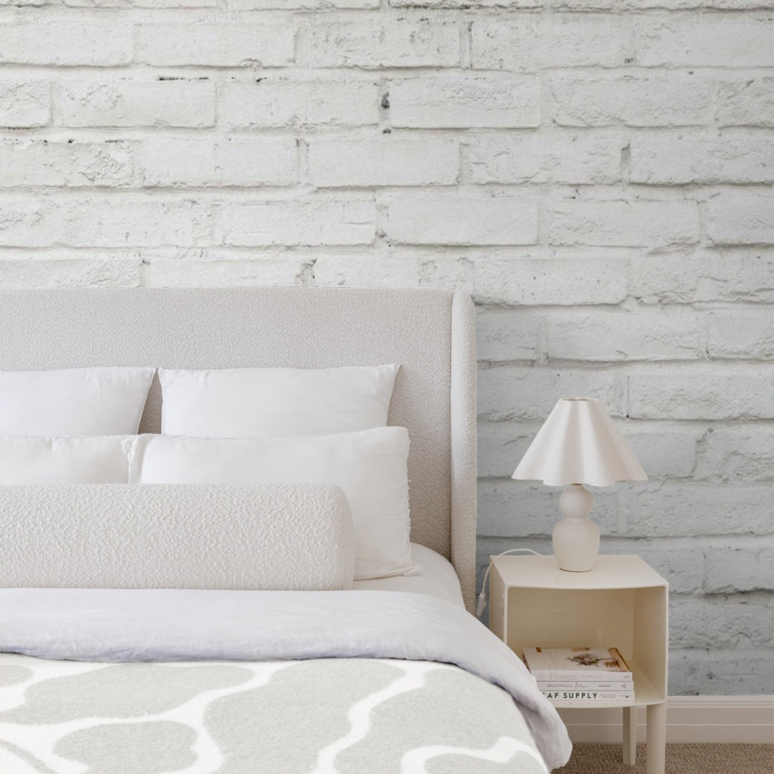 White wall of Bricks wallpaper in a bedroom - Pickawall
