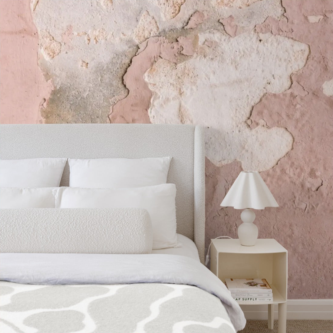 old painted cracked plaster wallpaper in a bedroom - Pickawall