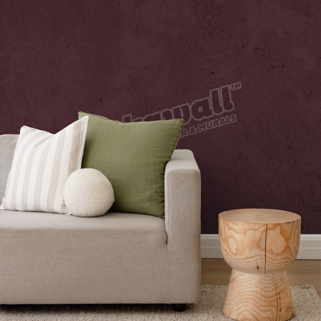 Burgundy Concrete Texture wallpaper in a living room - Pickawall