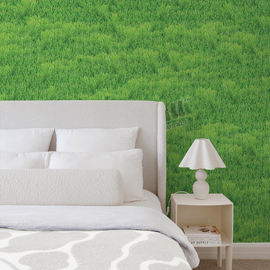 Wall of Grass wallpaper in a bedroom - Pickawall