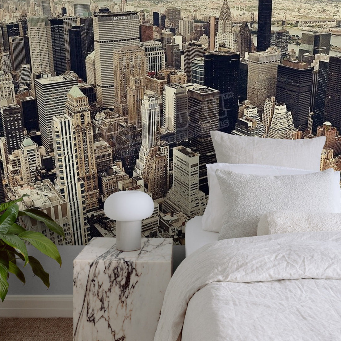 New York wallpaper in a bedroom - Pickawall