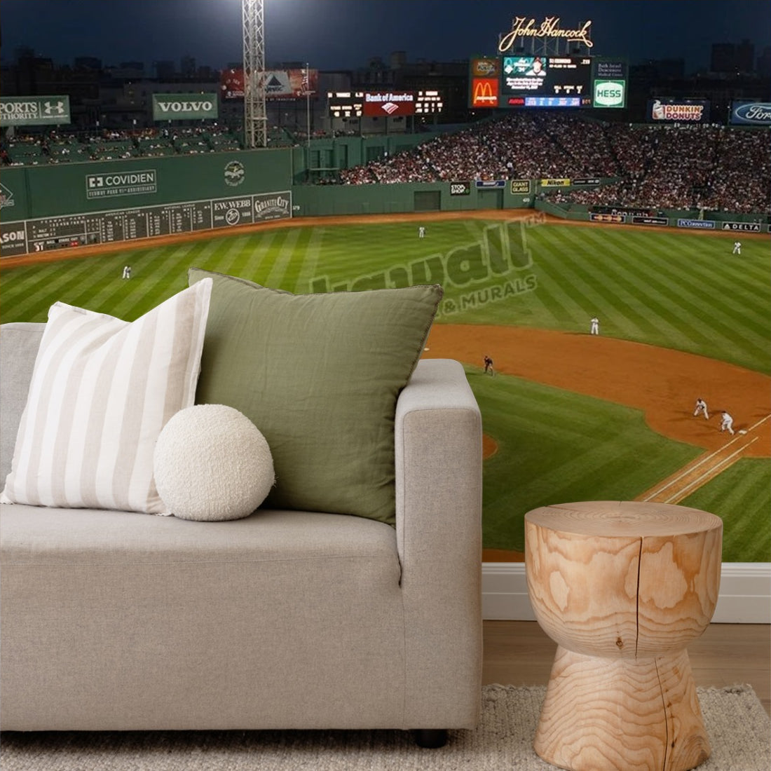 Fenway Park Baseball Stadium wallpaper in a living room - Pickawall