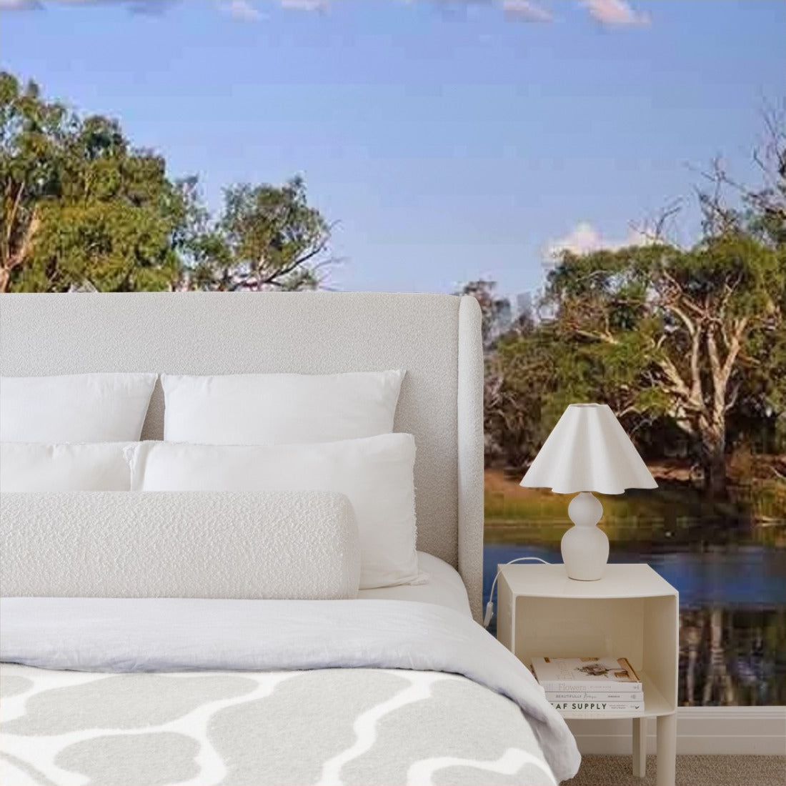 River Red Gums, Murray River, South Australia wallpaper in a bedroom - Pickawall