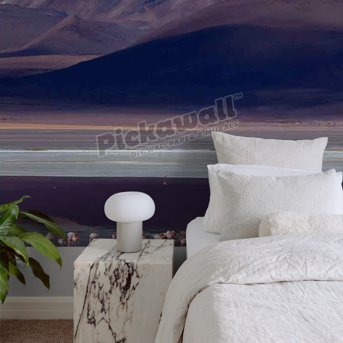 James flamingos wallpaper in a bedroom - Pickawall