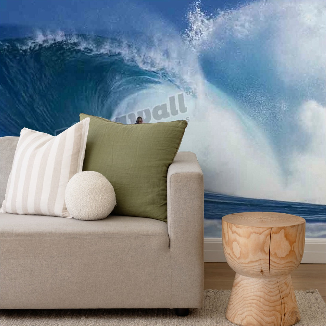 Kelly Slater surfing in a tube at Backdoor Pipeline. wallpaper in a living room - Pickawall
