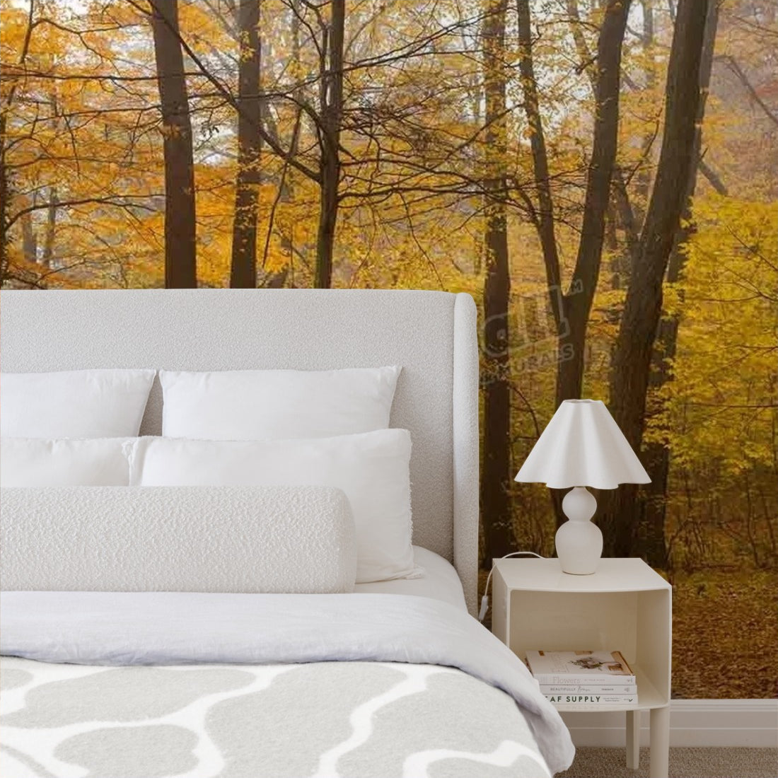 Hiking trail to the Bode valley in autumnal forest wallpaper in a bedroom - Pickawall