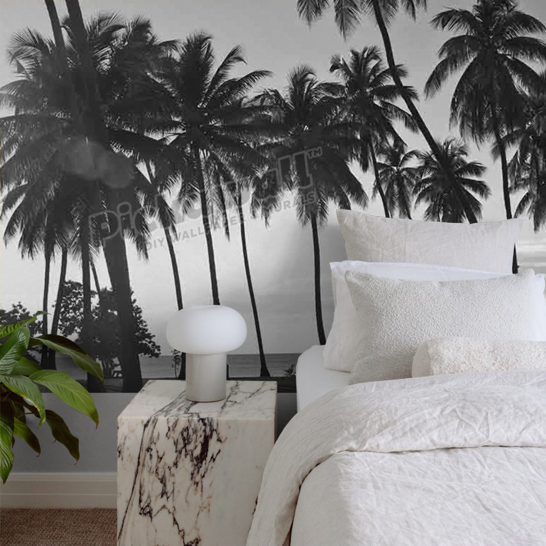 Palm Trees wallpaper in a bedroom - Pickawall