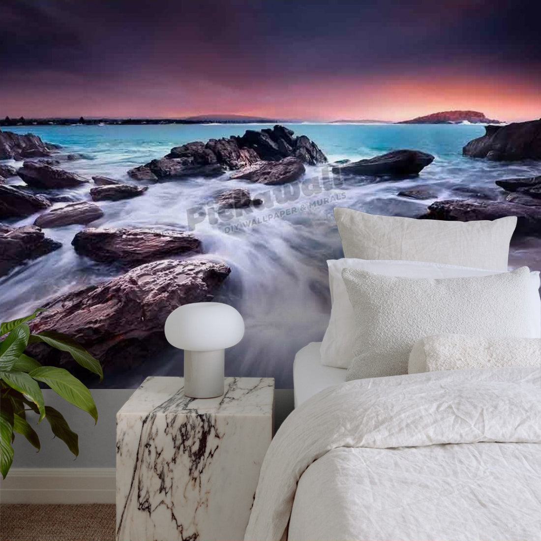 Amazing Sunrise Over Australian Beach wallpaper in a bedroom - Pickawall