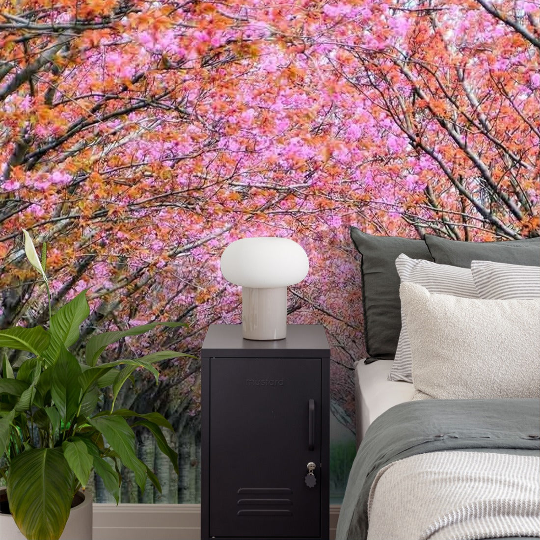 flowering cherry trees wallpaper in a bedroom - Pickawall