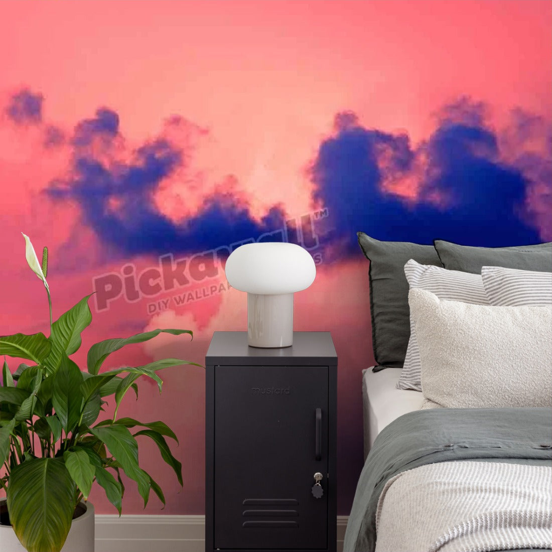 Sun setting wallpaper in a bedroom - Pickawall