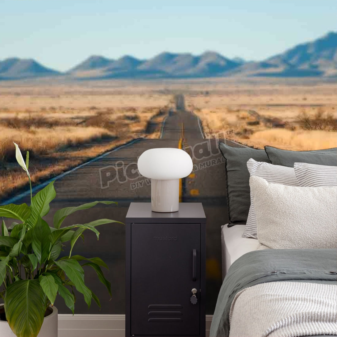 Arizona Desert Road wallpaper in a bedroom - Pickawall