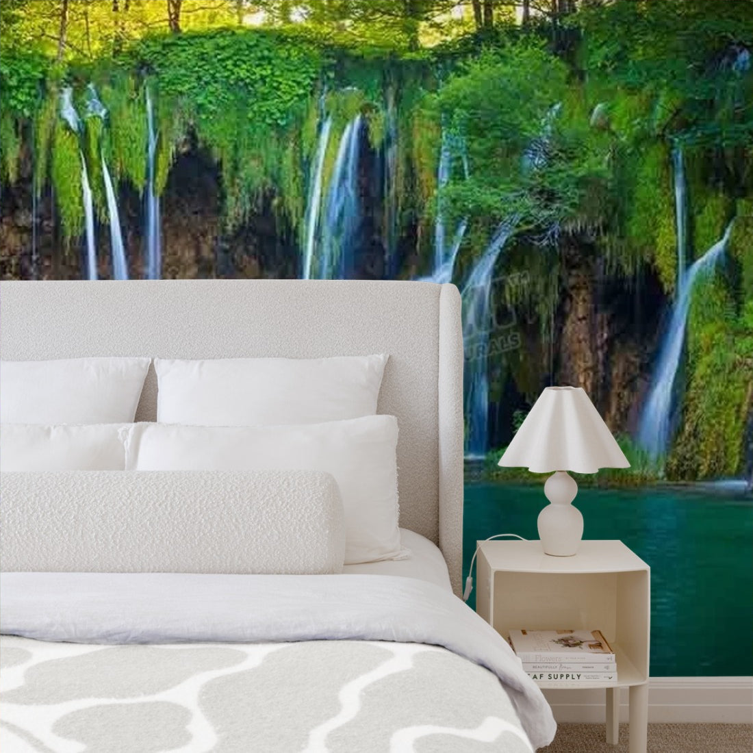Plitvice Lakes National Park Waterfalls wallpaper in a bedroom - Pickawall
