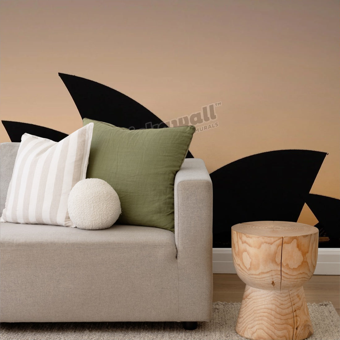 Sydney Opera Silhouette wallpaper in a living room - Pickawall