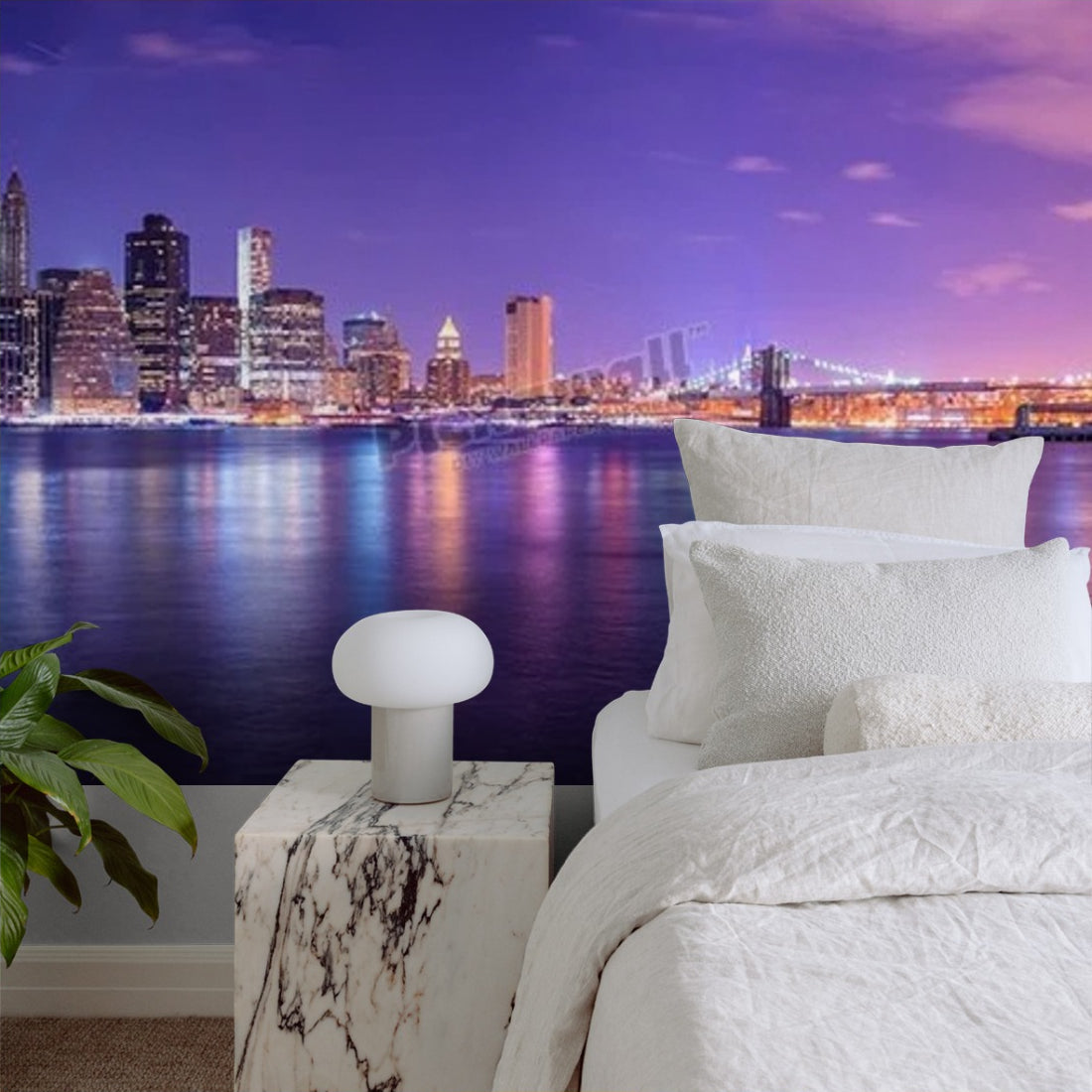 New York City Panorama wallpaper in a bedroom - Pickawall