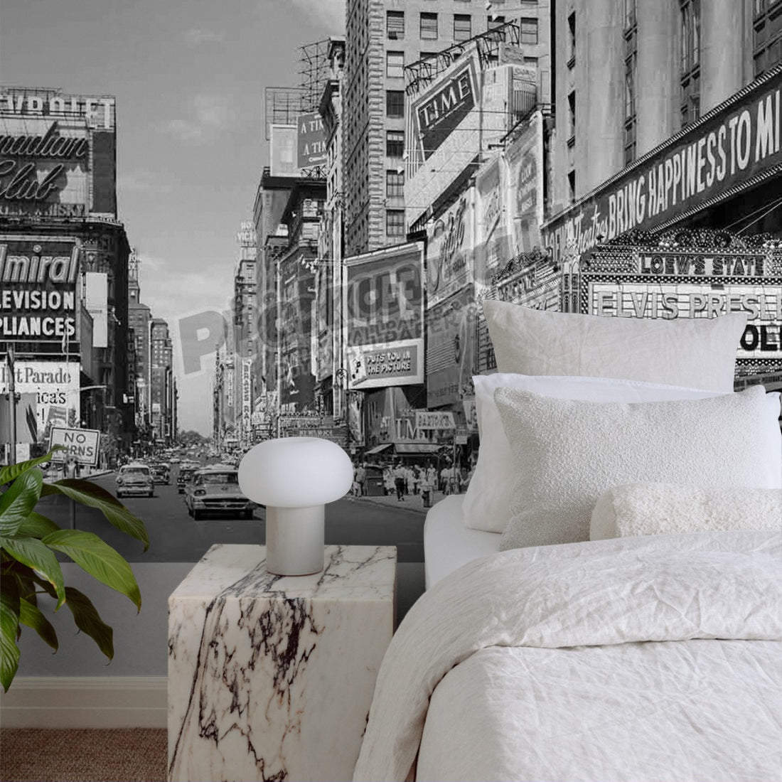 1950s TIMES SQUARE NYC USA wallpaper in a bedroom - Pickawall