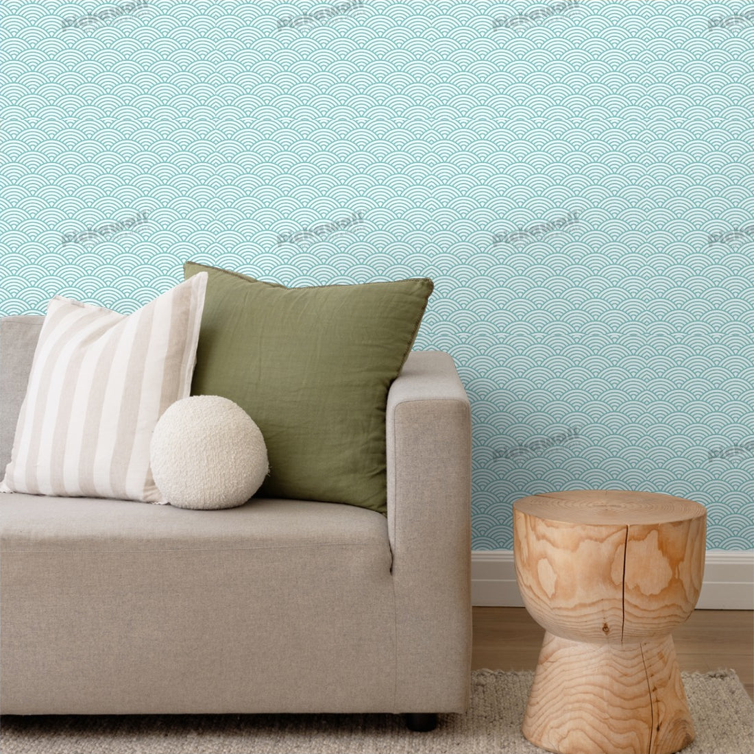 Aqua Fans wallpaper in a living room - Pickawall