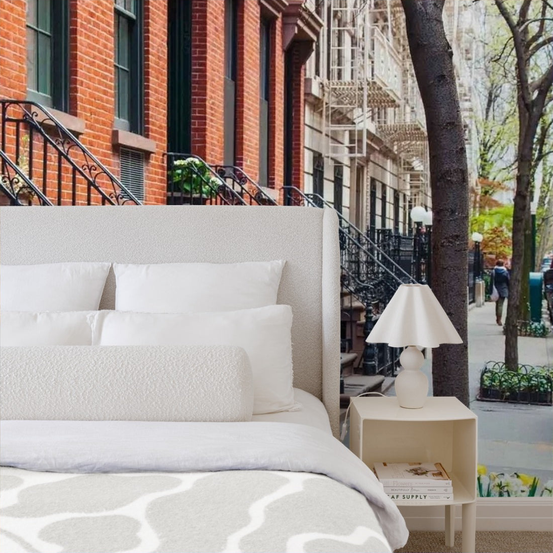 Brownstone Greenwich Village, New York City wallpaper in a bedroom - Pickawall