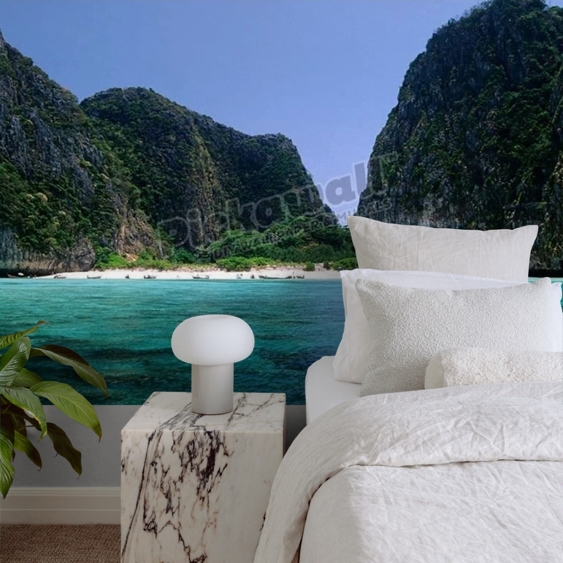 maya beach, thailand wallpaper in a bedroom - Pickawall