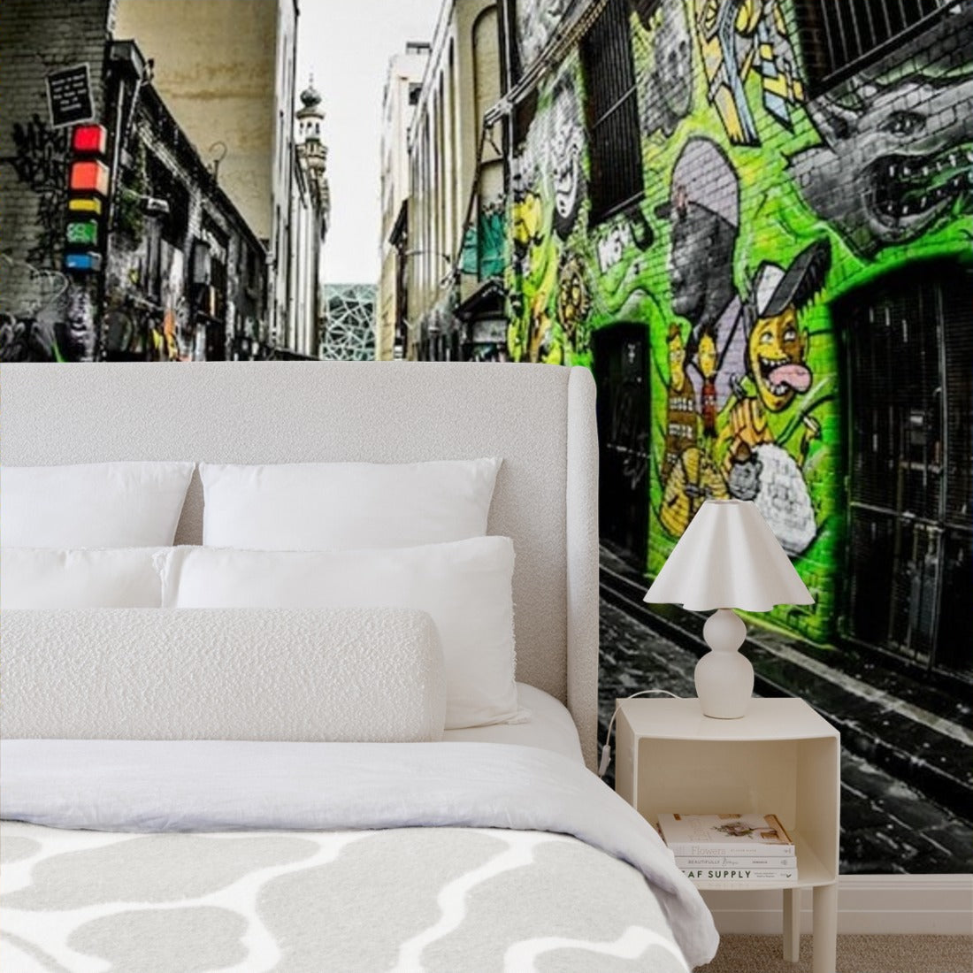 Down the Alleyway wallpaper in a bedroom - Pickawall
