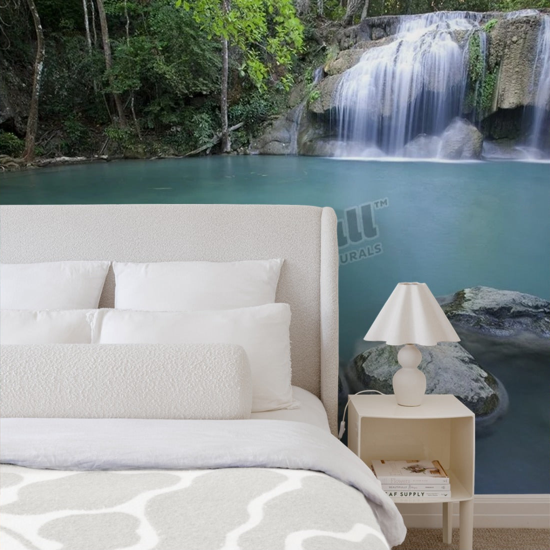 Erawan waterfall in Erawan national park wallpaper in a bedroom - Pickawall