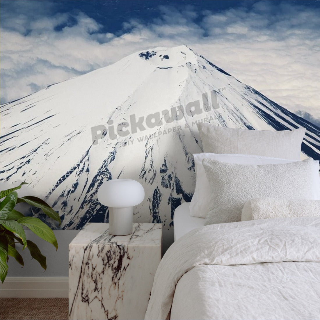 Mt. Fuji from the sky wallpaper in a bedroom - Pickawall