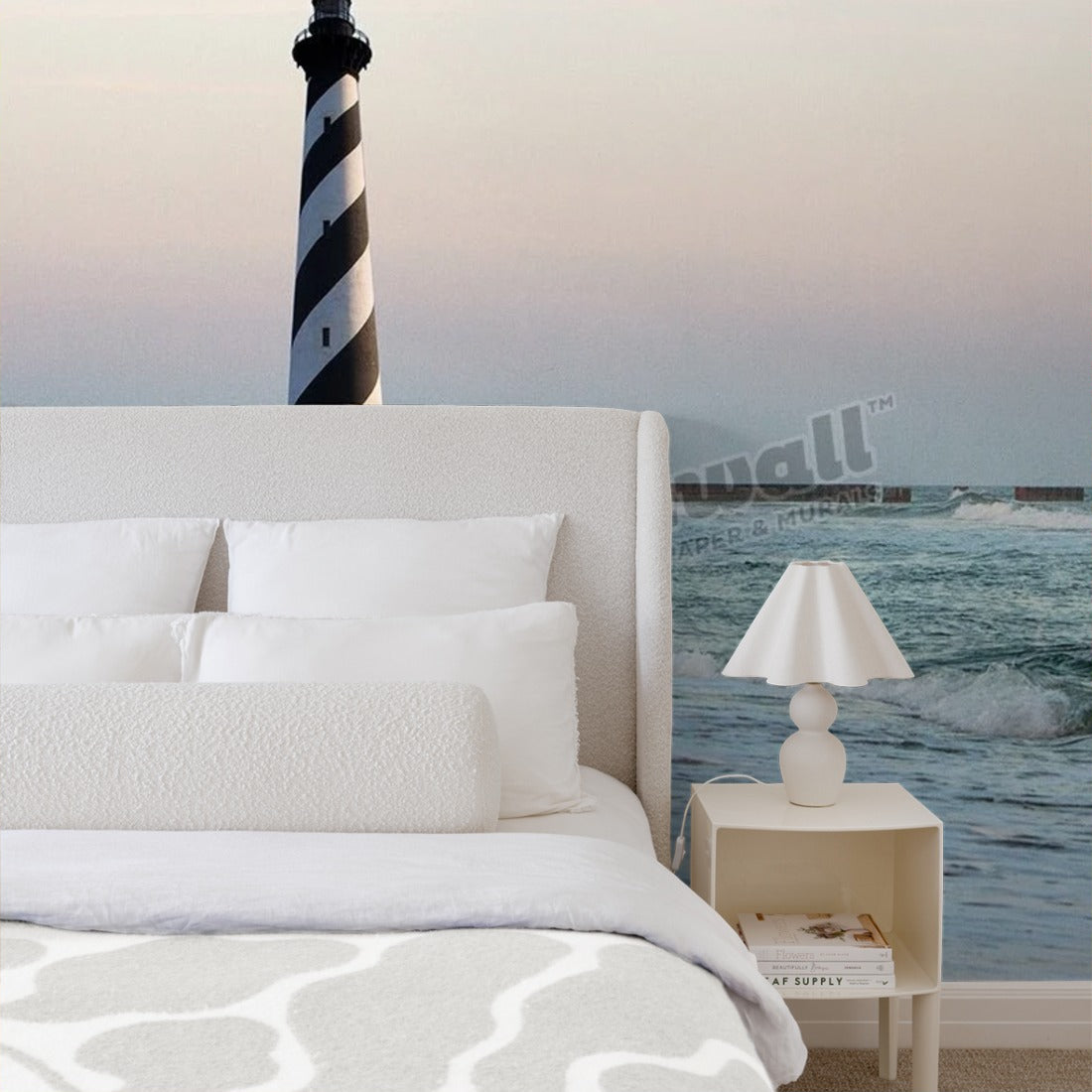 Cape Hatteras Lighthouse wallpaper in a bedroom - Pickawall