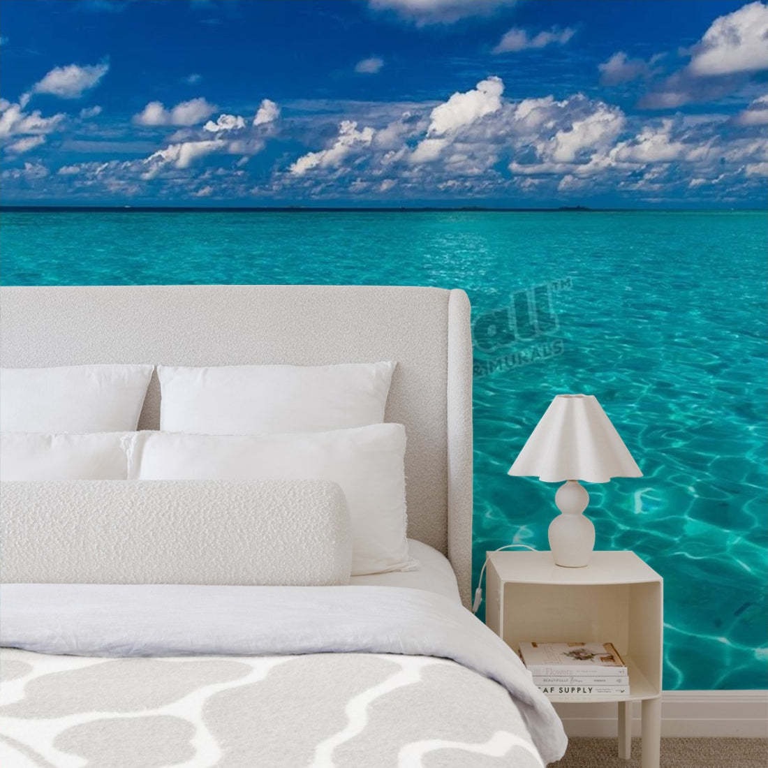 Maldives. Island in the ocean wallpaper in a bedroom - Pickawall