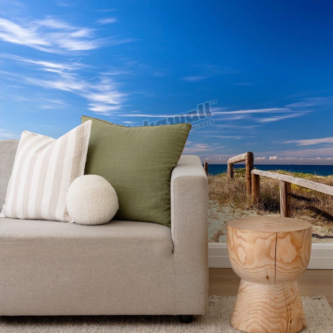Curl Curl beach walkway wallpaper in a living room - Pickawall